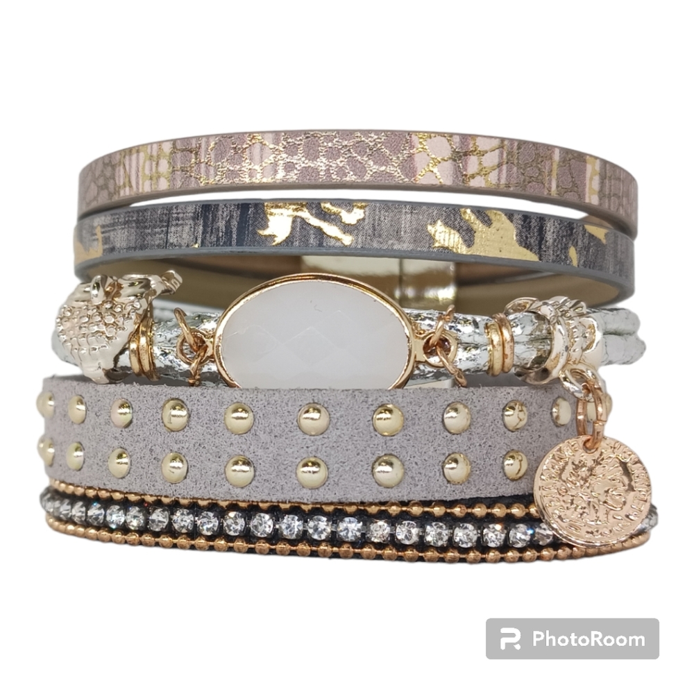 Plus-Size Available! Magnetic clasp cuff leather bracelet